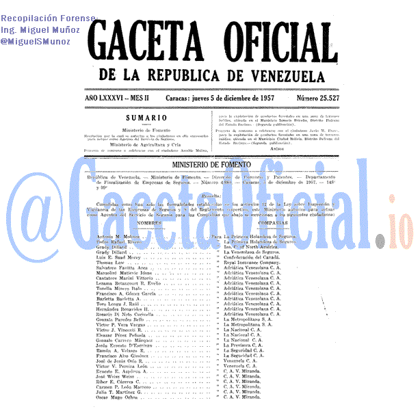 Gaceta Oficial 25527 del 5 Diciembre 1957