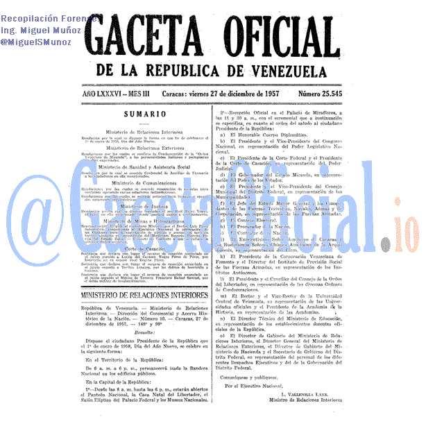 Gaceta Oficial 25545 del 27 Diciembre 1957