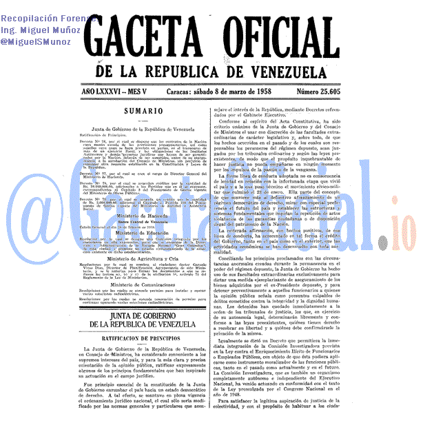 Gaceta Oficial 25605 del 8 Marzo 1958