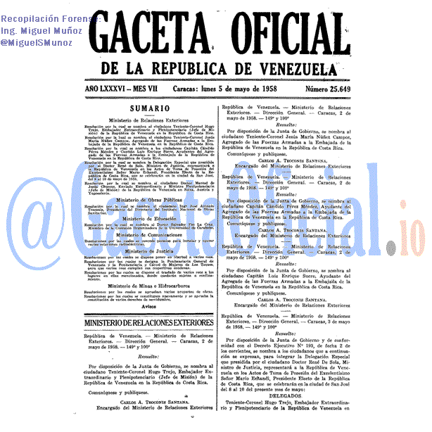 Gaceta Oficial 25649 del 5 Mayo 1958