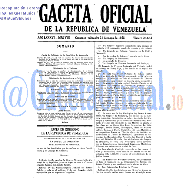 Gaceta Oficial 25663 del 21 Mayo 1958