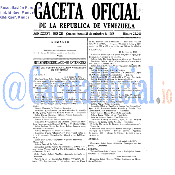 Gaceta Oficial 25769 del 25 Septiembre 1958