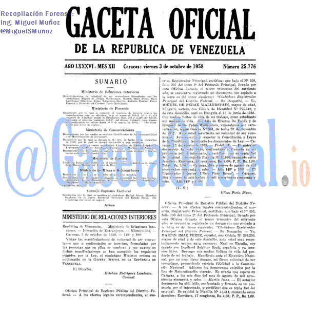 Gaceta Oficial 25776 del 3 Octubre 1958