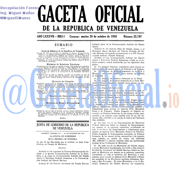 Gaceta Oficial 25797 del 28 Octubre 1958