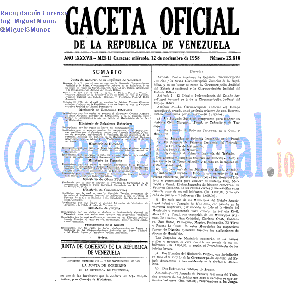 Gaceta Oficial 25810 del 12 Noviembre 1958