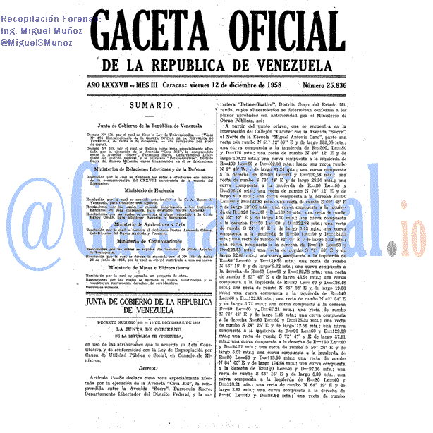 Gaceta Oficial 25836 del 12 Diciembre 1958
