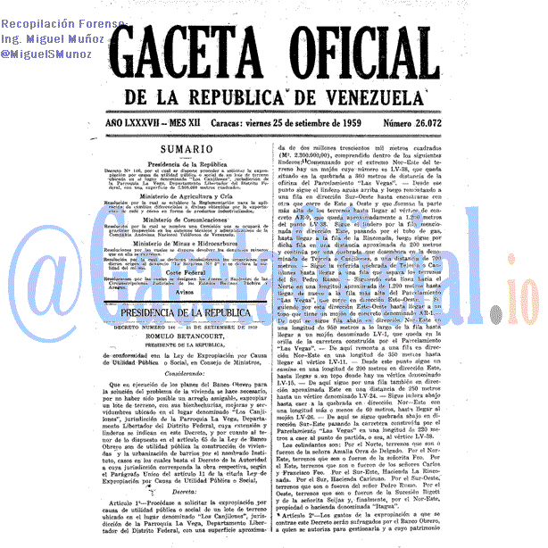 Gaceta Oficial 26072 del 25 Septiembre 1959