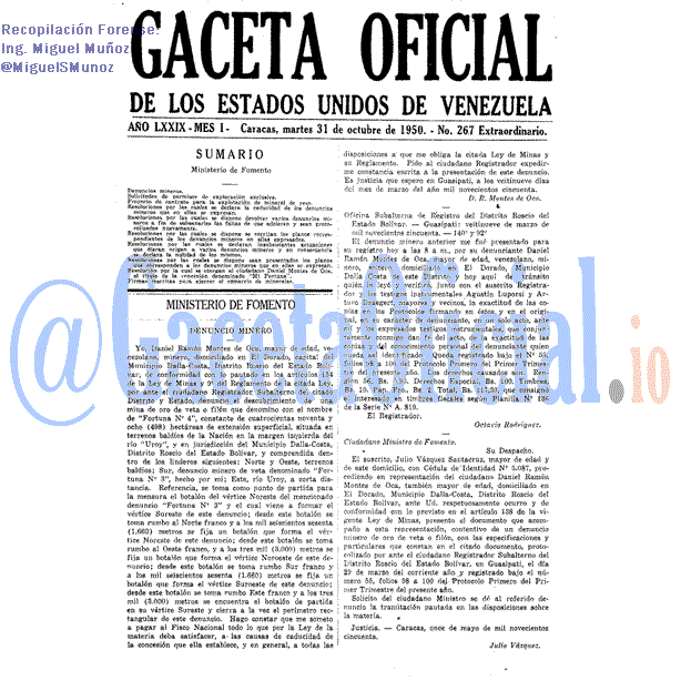 Gaceta Oficial 267 del 31 Octubre 1950