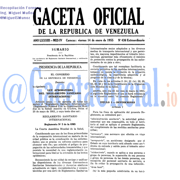 Gaceta Oficial 436 del 14 Enero 1955