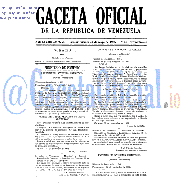 Gaceta Oficial 457 del 27 Mayo 1955