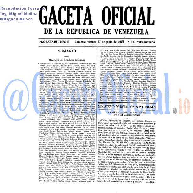 Gaceta Oficial 461 del 17 Junio 1955
