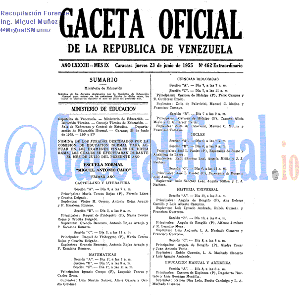 Gaceta Oficial 462 del 23 Junio 1955