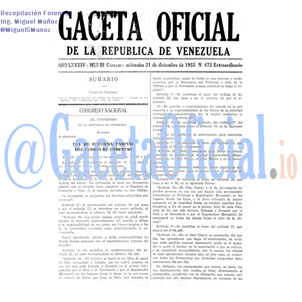 Gaceta Oficial 475 del 21 Diciembre 1955