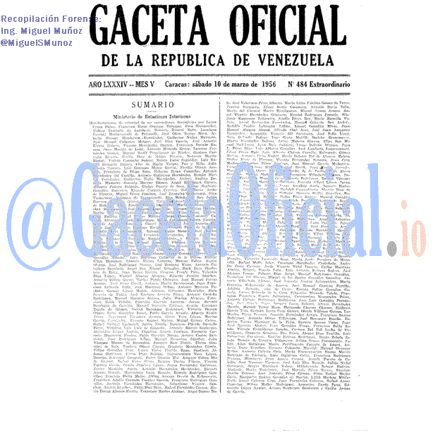 Gaceta Oficial 484 del 10 Marzo 1956