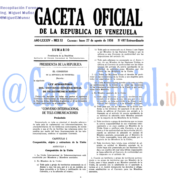 Gaceta Oficial 497 del 27 Agosto 1956