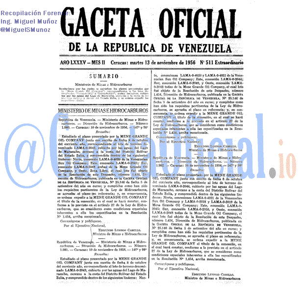 Gaceta Oficial 511 del 13 Noviembre 1956