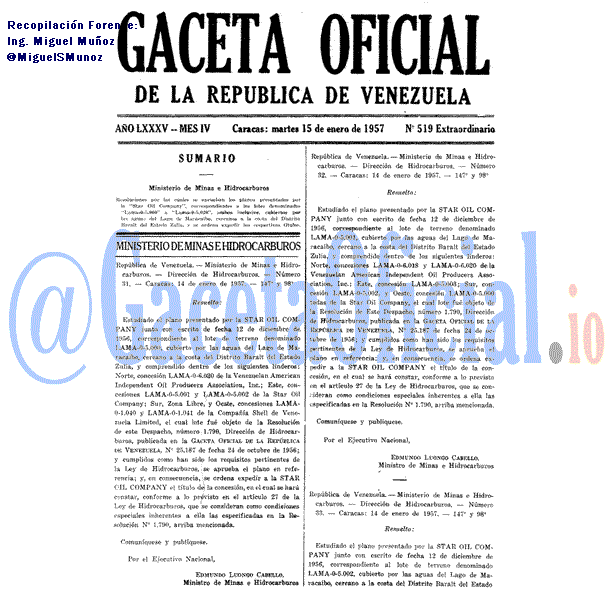 Gaceta Oficial 519 del 15 Enero 1957