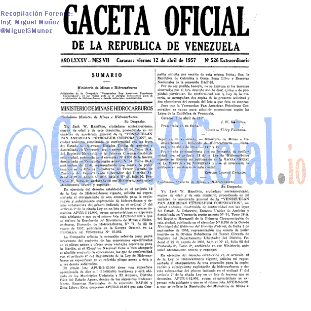 Gaceta Oficial 526 del 12 Abril 1957