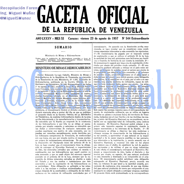 Gaceta Oficial 544 del 23 Agosto 1957