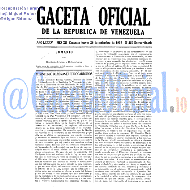 Gaceta Oficial 550 del 26 Septiembre 1957