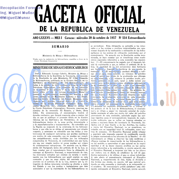 Gaceta Oficial 554 del 30 Octubre 1957