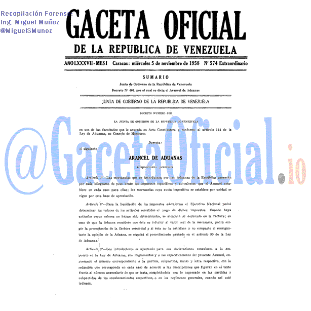 Gaceta Oficial 574 del 5 Noviembre 1958