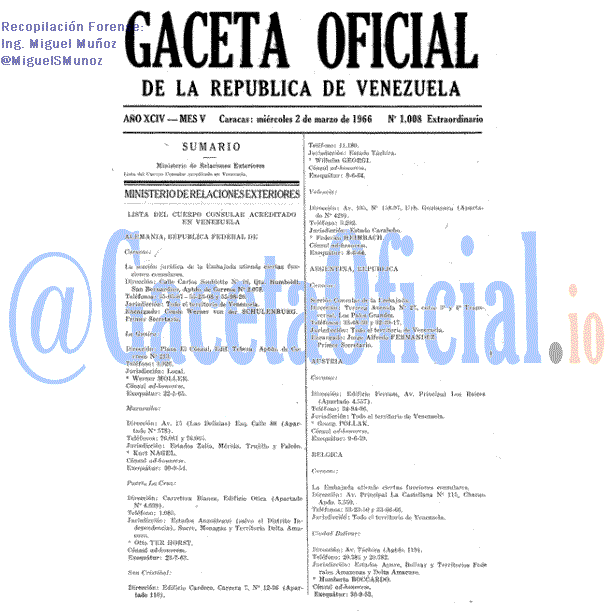 Gaceta Oficial 1008 del 2 Marzo 1966
