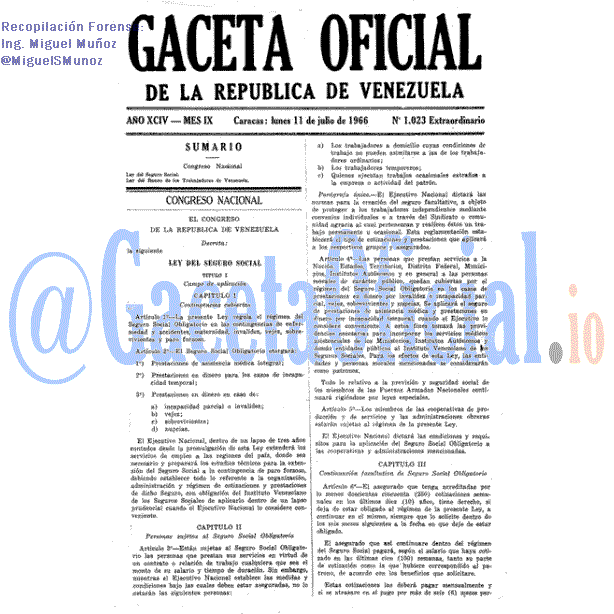 Gaceta Oficial 1023 del 11 Julio 1966
