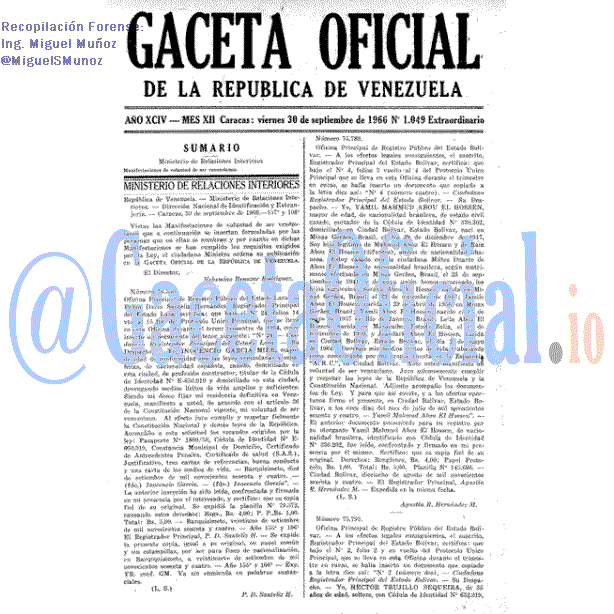 Gaceta Oficial 1049 del 30 Septiembre 1966