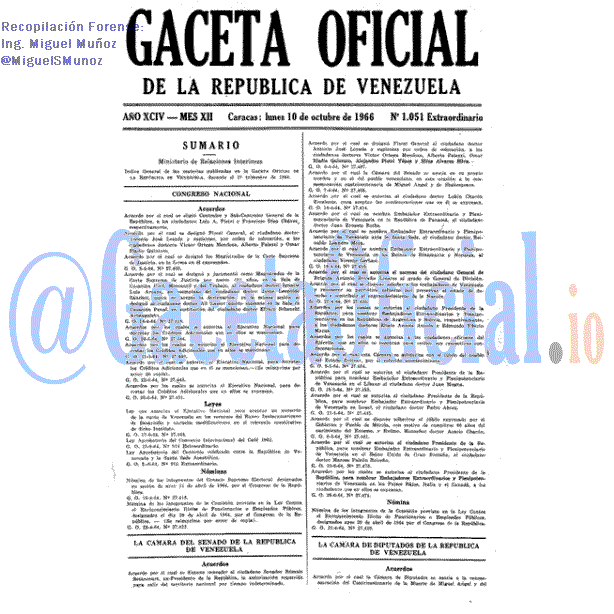 Gaceta Oficial 1051 del 10 Octubre 1966