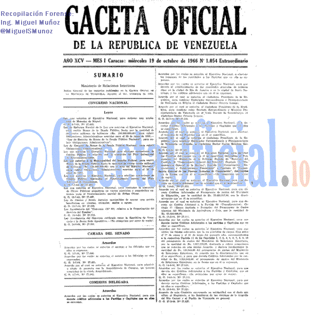 Gaceta Oficial 1054 del 19 Octubre 1966