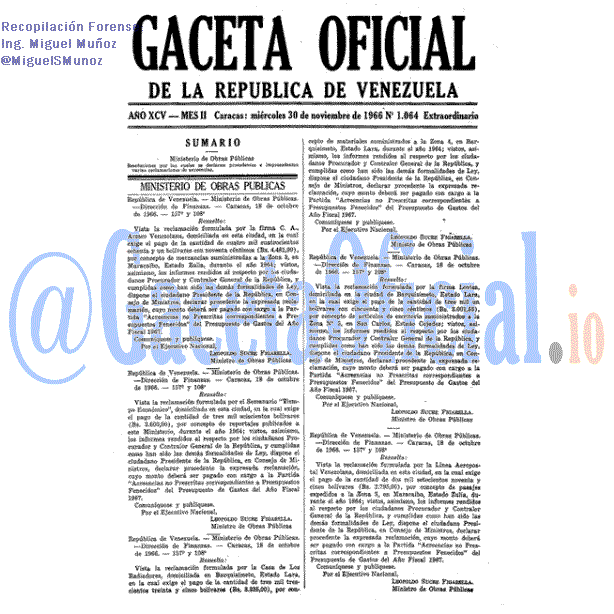 Gaceta Oficial 1064 del 30 Noviembre 1966