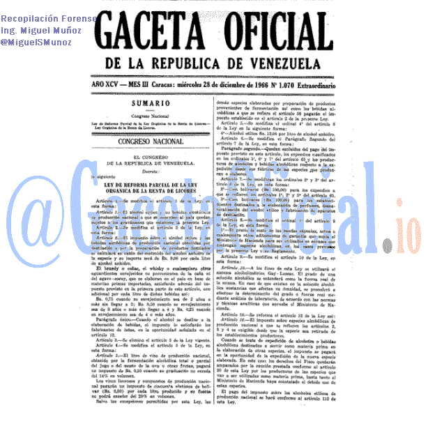 Gaceta Oficial 1070 del 28 Diciembre 1966