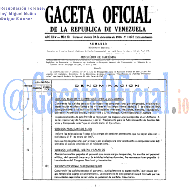Gaceta Oficial 1072 del 30 Diciembre 1966