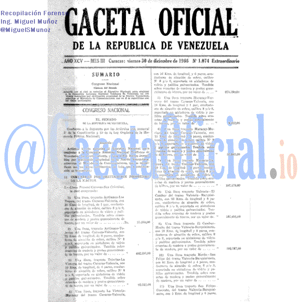 Gaceta Oficial 1074 del 30 Diciembre 1966