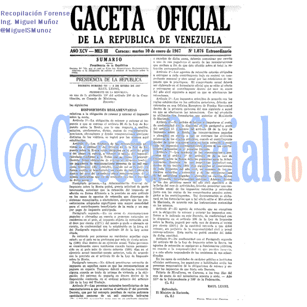 Gaceta Oficial 1076 del 10 Enero 1967