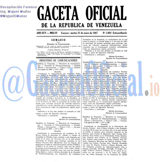 Gaceta Oficial 1083 del 31 Enero 1967