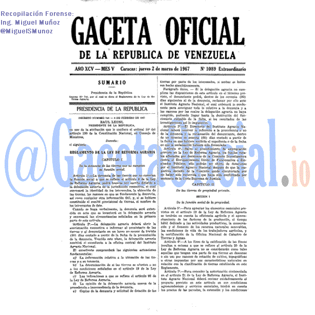 Gaceta Oficial 1089 del 2 Marzo 1967