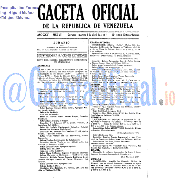 Gaceta Oficial 1093 del 4 Abril 1967