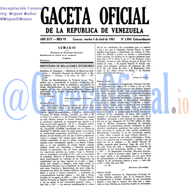 Gaceta Oficial 1094 del 4 Abril 1967