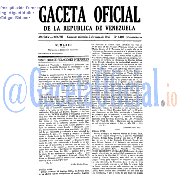 Gaceta Oficial 1100 del 3 Mayo 1967