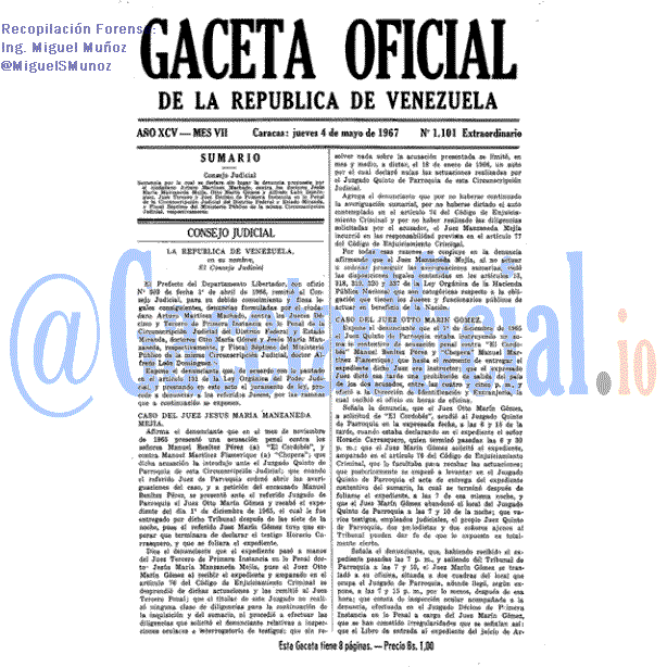 Gaceta Oficial 1101 del 4 Mayo 1967