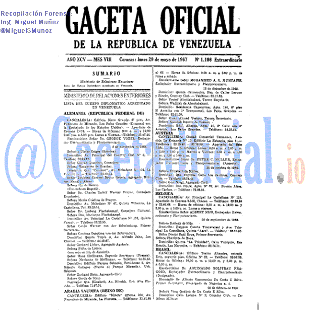 Gaceta Oficial 1106 del 29 Mayo 1967