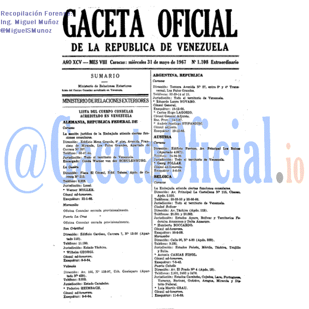 Gaceta Oficial 1108 del 31 Mayo 1967