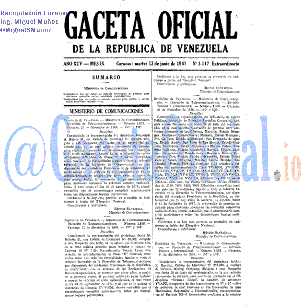Gaceta Oficial 1117 del 13 Junio 1967