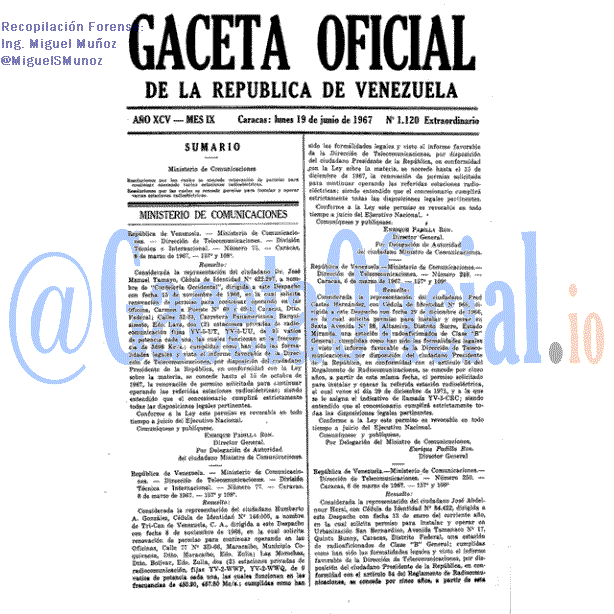 Gaceta Oficial 1120 del 19 Junio 1967