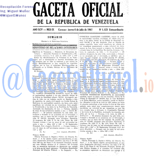 Gaceta Oficial 1123 del 6 Julio 1967
