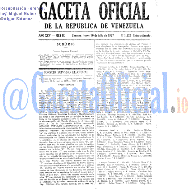 Gaceta Oficial 1125 del 10 Julio 1967