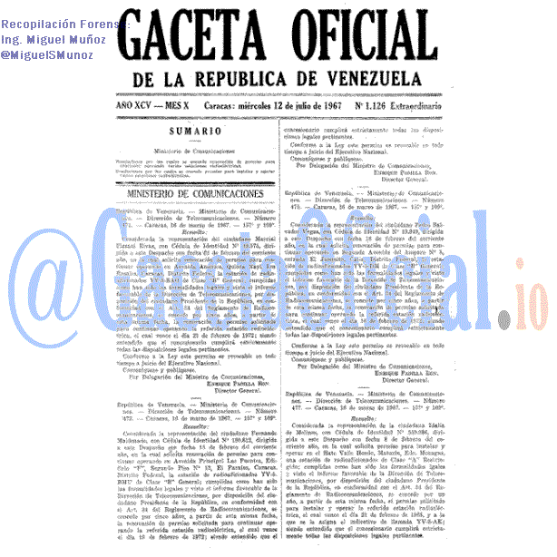 Gaceta Oficial 1126 del 12 Julio 1967