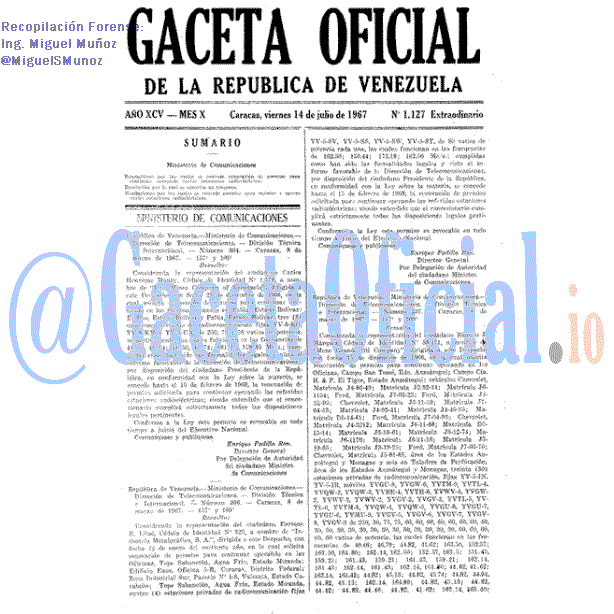 Gaceta Oficial 1127 del 14 Julio 1967